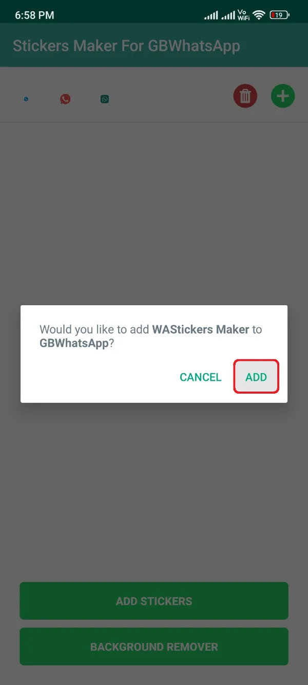 Add WAStickers Maker To GBWhatsApp Pro