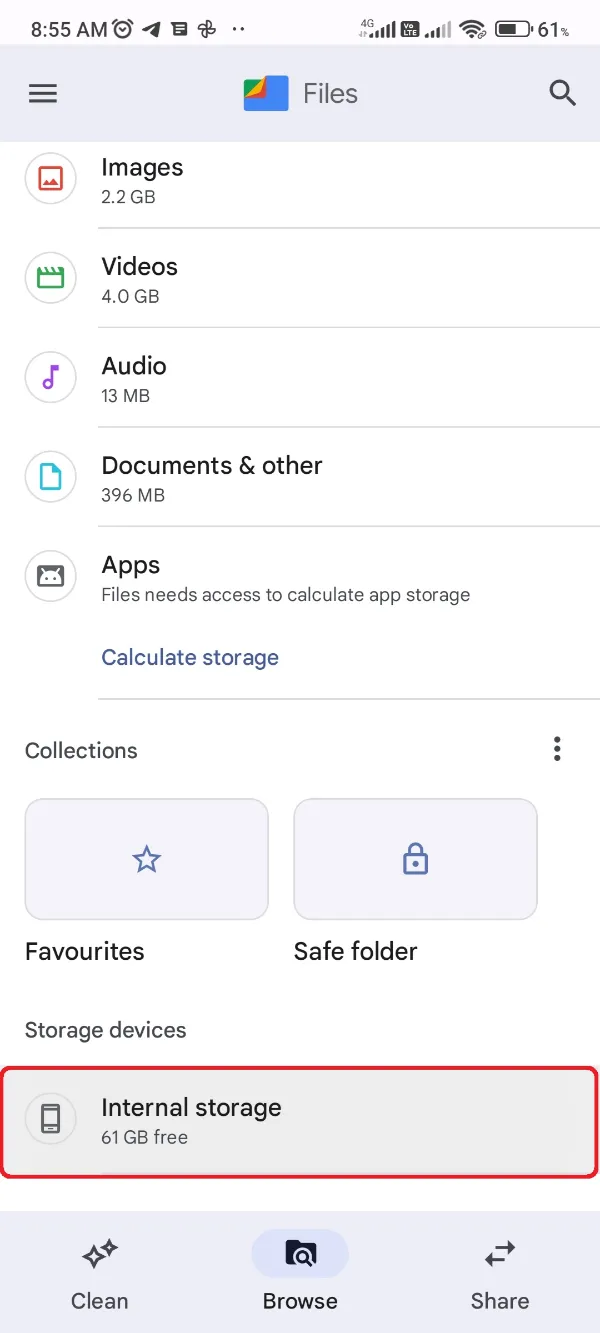 Google Files App Internal Storage