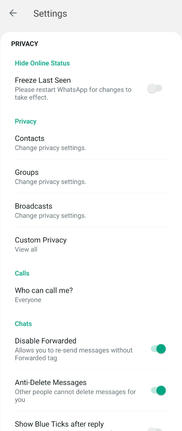 WhatsApp Mod Privacy
