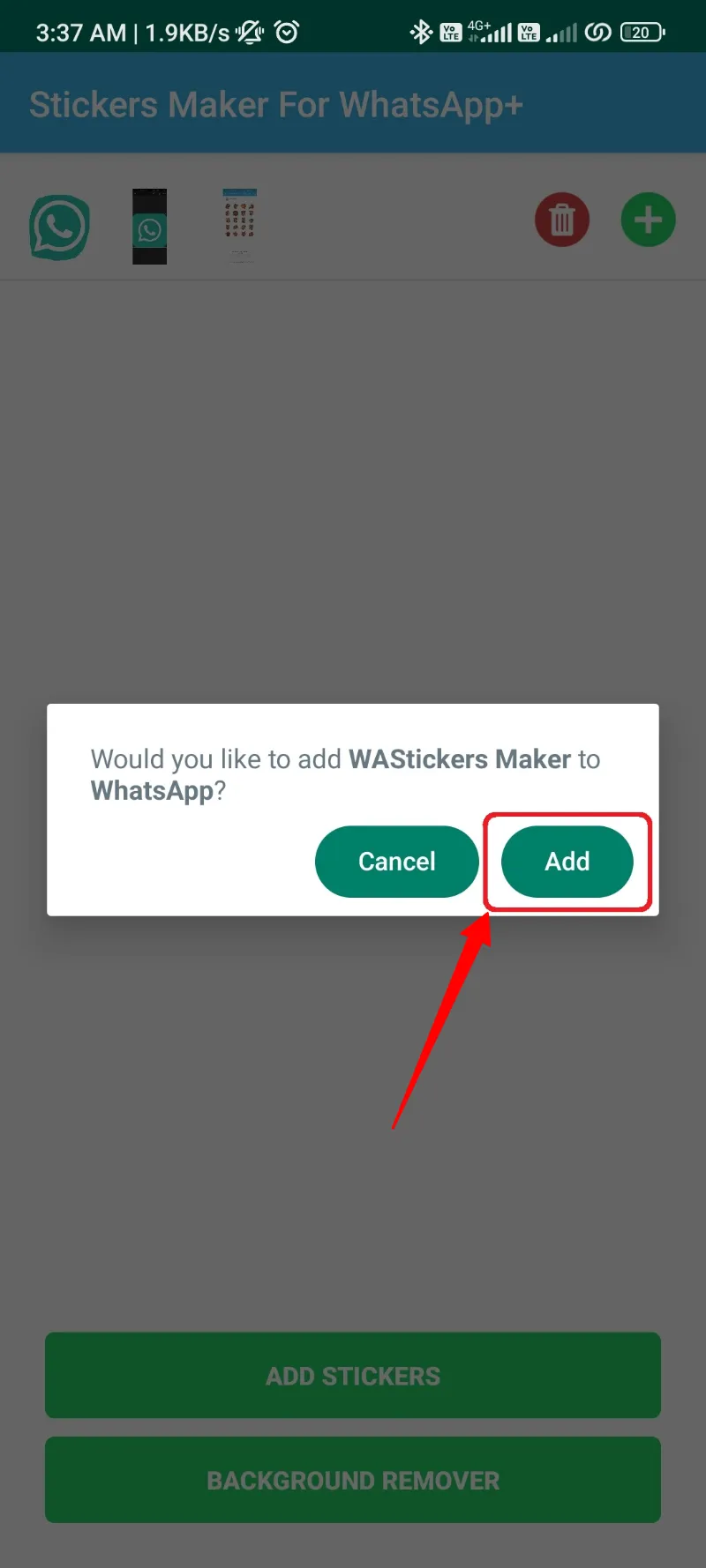 Add Stickers Plus Maker App to WhatsApp Plus